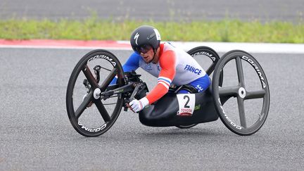 Loïc Vergnaud lors du contre-la-montre sur route H5 des Jeux paralympiques de Tokyo, mardi 31 août. (G. Picout / France Paralympique)