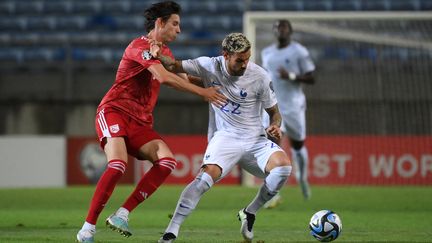 Lors du match aller à Gibraltar, le 16 juin 2023, les Français s'étaient imposés 3-0. (FRANCK FIFE / AFP)