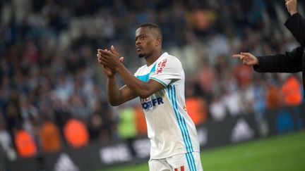 L'international français Patrice Evra lors du match de Ligue 1 OM-Bastia, le 20 mai 2017 à Marseille.&nbsp; (BERTRAND LANGLOIS / AFP)