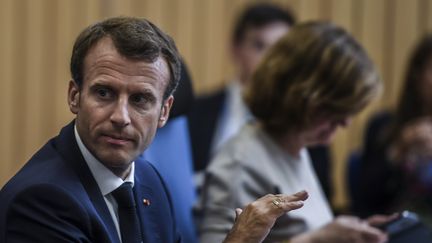 Emmanuel Macron, à Lisbonne (Portugal), le 27 juillet 2018. (PATRICIA DE MELO MOREIRA / AFP)