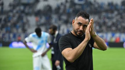 Dimitri Payet lors de Marseille-Brest en Ligue 1 le 27 mai 2023, au stade Vélodrome. (NICOLAS TUCAT / AFP)