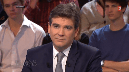 Arnaud Montebourg, sur le plateau de "Des paroles et des actes", le 24 janvier 2013. ( FRANCE 2 / FRANCETV INFO)