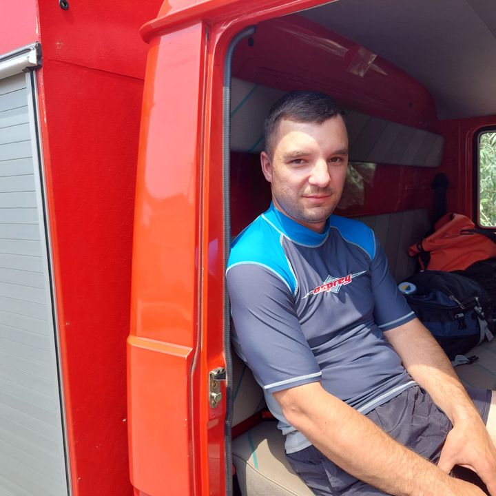 Vladislav Bilonojko, head of Kherson rescue divers.  (CAMILLE MAGNARD / RADIO FRANCE)