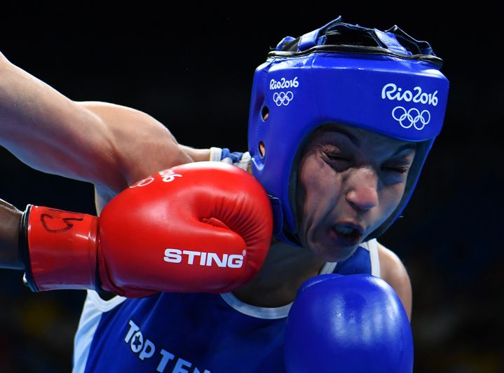 La Française Sarah Ourahmoune, le 20 août 2016 aux Jeux olympiques de Rio. (YURI CORTEZ / AFP)