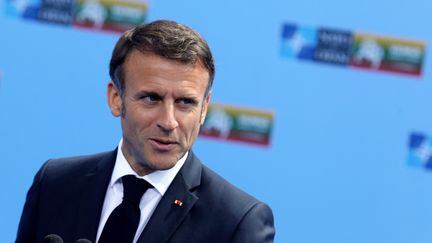 Emmanuel Macron au sommet de l'OTAN à Vilnius, en Pologne, 11 juillet 2023. (PETRAS MALUKAS / AFP)