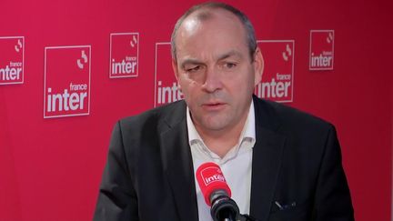 Laurent Berger, secrétaire général de la CFDT,&nbsp;invité de France Inter, jeudi 13 octobre 2022. (CAPTURE ECRAN / FRANCE INTER)