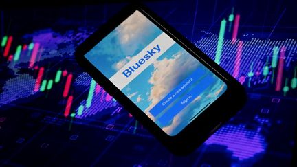 L'application Bluesky, le nouveau réseau social censé concurrencer X, franchit la barre du million d'utilisateurs. (MUSTAFA CIFTCI / ANADOLU AGENCY / AFP)