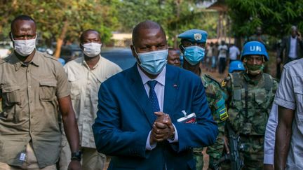 Le président de la Centrafrique, Faustin Archange Touadera, le 27 décembre 2020 à Bangui (Centrafrique). (NACER TALEL / ANADOLU AGENCY / AFP)