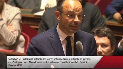 Edouard Philippe lors des questions d'actualité au gouvernement du Sénat le 24 juillet 2018 (Public sénat)