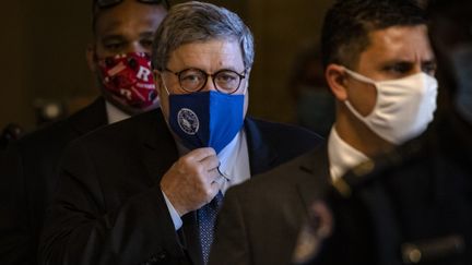 Le ministre américain de la Justice,&nbsp;Bill Barr, à Washington (Etats-Unis), le 9 novembre 2020.&nbsp; (SAMUEL CORUM / GETTY IMAGES NORTH AMERICA / AFP)