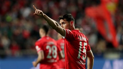 Yaremchuk célèbre son but, le 23 février, lors du match opposant le Benfica à l'Ajax en Ligue des champions. (PEDRO FIUZA / NURPHOTO)