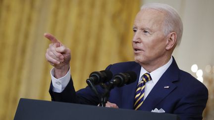 Le président américain, Joe Biden le 19 janvier 2022 lors d'une conférence de presse à la Maison Blanche. (CHIP SOMODEVILLA / GETTY IMAGES NORTH AMERICA / AFP)