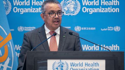 Le directeur général de l'Organisation mondiale de la santé, Tedros Adhanom Ghebreyesus, le 29 novembre 2021 à Genève (Suisse).&nbsp; (CHRISTOPHER BLACK / WORLD HEALTH ORGANIZATION / AFP)