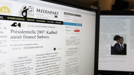 Le site d'information Mediapart a publi&eacute;, samedi 28 avril 2012,&nbsp;une note&nbsp;concernant le financement de la campagne de 2007 de Nicolas Sarkozy.&nbsp; (KENZO TRIBOUILLARD / AFP)