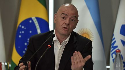 Gianni Infantino, le 30 mars 2023 au Paraguay. (NORBERTO DUARTE / AFP)