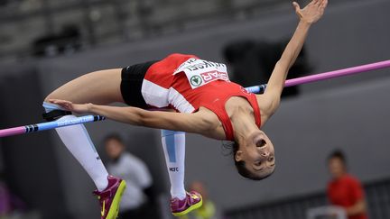 La Turque Burcu Yuksel lors&nbsp;des qualifications&nbsp;du saut en hauteur aux championnats d'Europe d'athlétisme,&nbsp;à Zurich (Suisse), le 15 août 2014. (FRANCK FIFE / AFP)