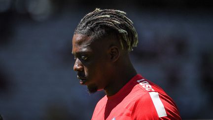 L'attaquant lillois Mohamed Bayo lors du match de Ligue 1 contre l'AJ Auxerre, le 7 août 2022, au stade Pierre Mauroy, à Villeneuve-d'Ascq.&nbsp; (MATTHIEU MIRVILLE / AFP)