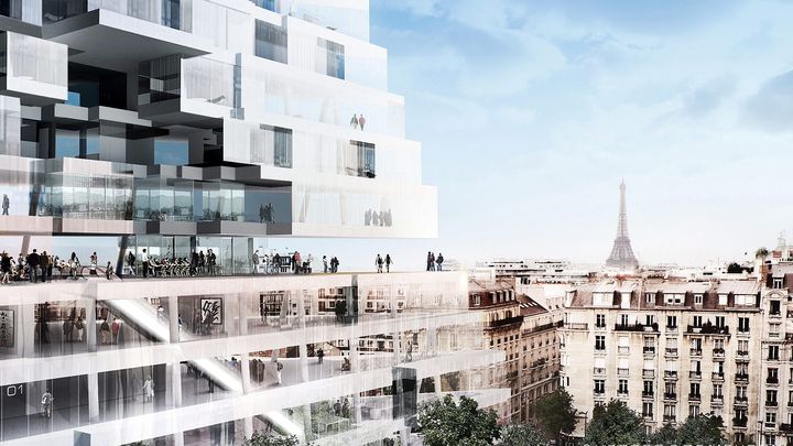 La pyramide en verre d'une hauteur de 180 m&egrave;tres devait s'&eacute;lever Porte de Versailles, &agrave; Paris. (HERZOG & DE MEURON / MAXPPP)