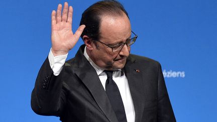 François Hollande présente ses vœux à Tulle (Corrèze), le 16 janvier 2016. (GEORGES GOBET / AFP)