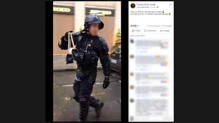 Capture d'écran floutée d'une publication de la page Facebook "TVnews Gilet Jaune" du 19 mars 2019. (TVNEWS GILET JAUNE / FACEBOOK)