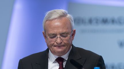 Martin Winterkorn, ancien patron du groupe Volkswagen, lors d'une conf&eacute;rence de presse &agrave; Berlin (Allemagne), le 13 mars 2014. (JOHANNES EISELE / AFP)