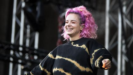 La chanteuse britannique Lily Allen, le 10 août 2018 à Göteborg (Suède). (THOMAS JOHANSSON / TT NEWS AGENCY / AFP)