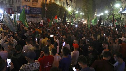 Des Palestiniens à Ramallah, le 21 mai 2021.&nbsp; (ABBAS MOMANI / AFP)