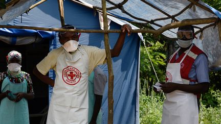 Des soignants lutent contre l'épidémie d'Ebola, le 14 juin 2019, à Mirami en République démocratique du Congo. (ISAAC KASAMANI / AFP)