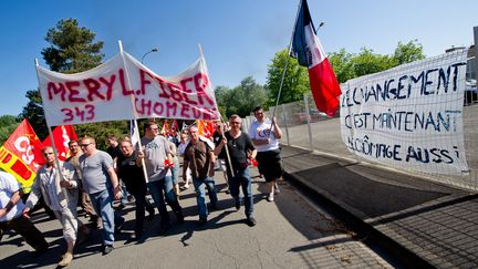 Manifestation de salari&eacute;s de Meryl Fiber&nbsp;le 25 mai 2012, &agrave; Saint-Laurent-Blangy (Pas-de-Calais).&nbsp; (PASCAL BONNIERE / LA VOIX DU NORD / MAXPPP)