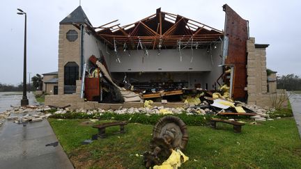 L'église baptiste de Rockport a été éventrée par l'ouragan Harvey. (MARK RALSTON / AFP)