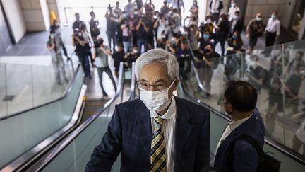 Martin Lee, une des figures de l'opposition pacifique à la mainmise de la Chine sur Hong-Kong, le 1er avril 2021. (ISAAC LAWRENCE / AFP)