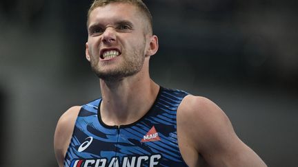 Kevin Mayer lors des championnats d'Europe en salle à Torun, en Pologne, samedi 6 mars. (ANDREJ ISAKOVIC / AFP)