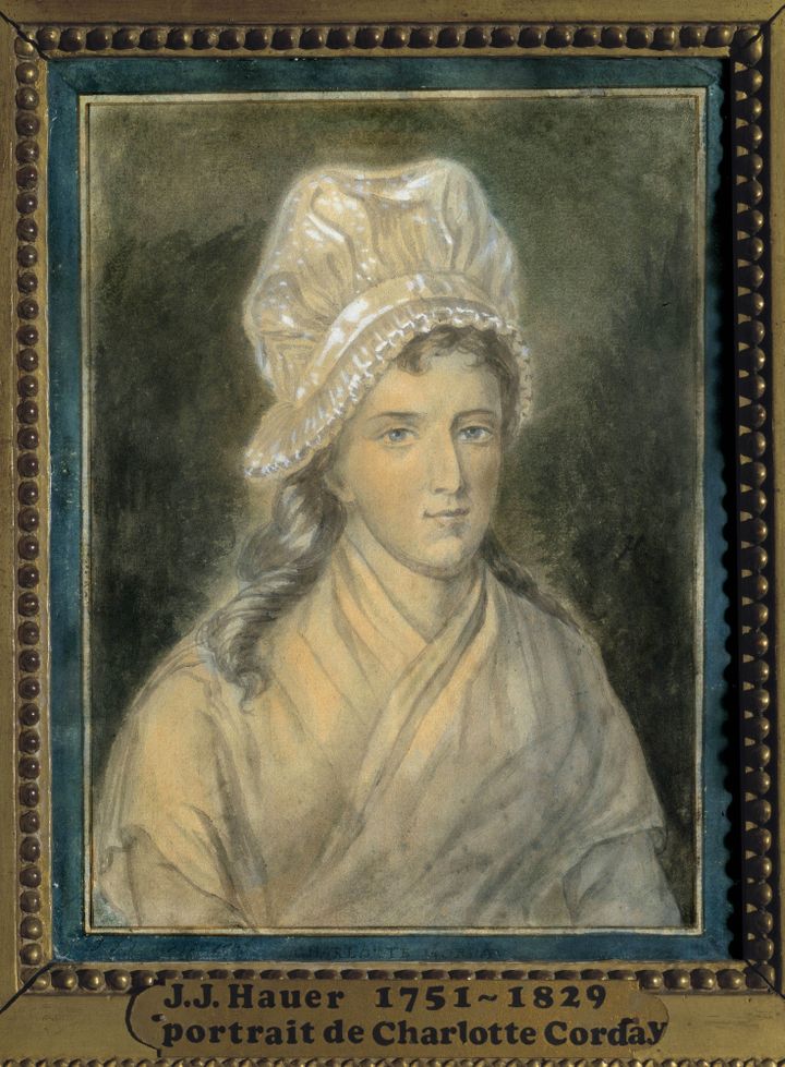 Portrait de Charlotte Corday (1768-1793)" par Jean Jacques Hauer (1751-1829). Charlotte Corday est l'une des femmes incarcérées dans l'ancienne prison qu’est la Conciergerie durant la Révolution française.
 (Photo Josse / Leemage)