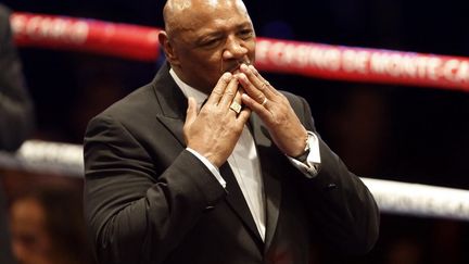 Le boxeur américain Marvin Hagler lors d'un match entre le Kazakh&nbsp;Gennady Golovkin et le Japonais Nobuhiro Ishida, le&nbsp;30 mars 2013, à Monaco. (VALERY HACHE / AFP)