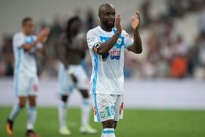 Lassana Diarra, au Vélodrome de Marseille, lors d'un match opposant Toulouse FC et l'OM le 14 août&nbsp;2016 (BERTRAND LANGLOIS / AFP)