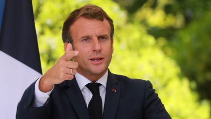 Emmanuel Macron le 10 septembre 2020 à Ajaccio, en Corse. (LUDOVIC MARIN / AFP)