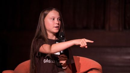 Greta Thunberg, le 10 septembre 2019 à New York (Etats-Unis). (VANESSA CARVALHO / BRAZIL PHOTO PRESS)