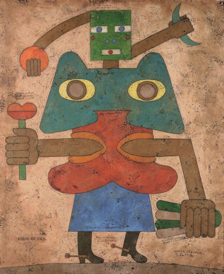 &quot;Le Poète en exil&quot; de Victor Brauner - cire, encre et crayon sur carton - 1947
 ( ADAGP, Paris 2012)