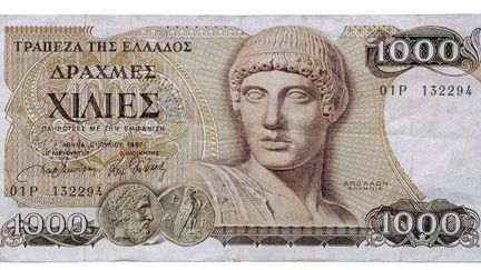 Ancien billet de 1000 drachmes. Le retour à la drachme est possible. (Photononstop/ jacques Loic)