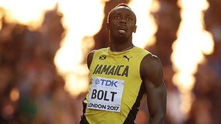 Le Jamaïcain Usain Bolt en finale du 100 m aux&nbsp;Mondiaux d'athlétisme de Londres, le 5 août 2017. (PHIL NOBLE / REUTERS)