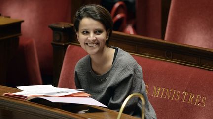 La ministre des Droits des femmes, Najat Vallaud-Belkacem, le 18 f&eacute;vrier 2014, &agrave; l'Assembl&eacute;e nationale. (ERIC FEFERBERG / AFP)