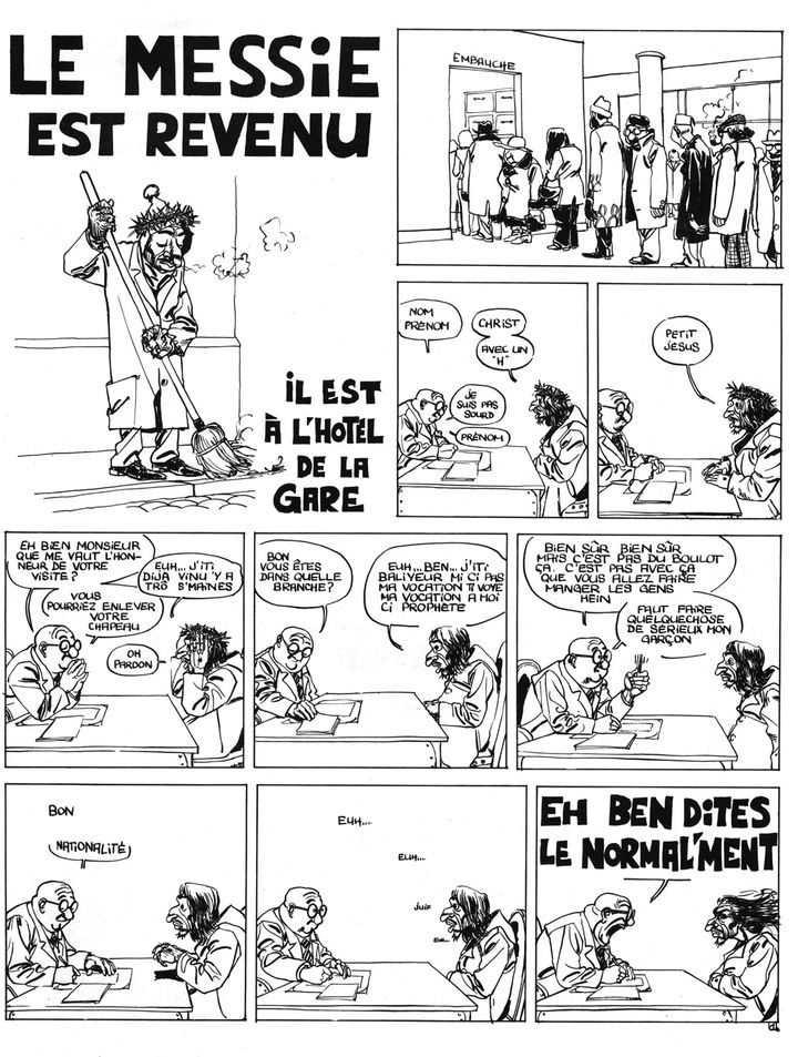 Une planche de la BD "Le Messie est revenu"
 (Daniel Goossens / Fluide Glacial )