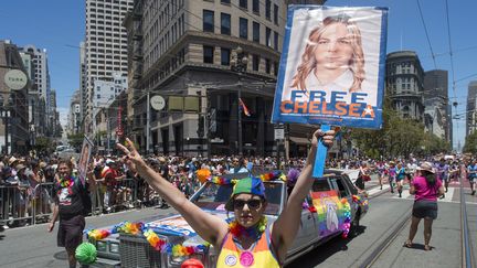 Une manifestation de soutien à Chelsea Manning, le 26 juin 2016 à San Francisco (Etats-Unis). (JOSH EDELSON / AFP)