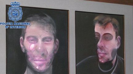 Le ministère de l'Intérieur espagnol a dévoilé jeudi 20 juillet 2017 cette photo d'une des trois toiles retrouvées du peintre britannique Francis Bacon.
 (HO / SPANISH INTERIOR MINISTRY / AFP)