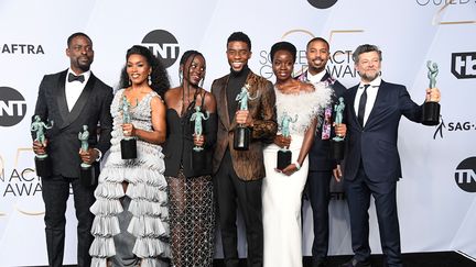 L'équipe du film "Black Panther" a été primée&nbsp;aux Screen Actors Guild Awards, remis le 27 janvier 2019 à Los Angeles (Etats-Unis).
 (FRAZER HARRISON / GETTY IMAGES NORTH AMERICA)