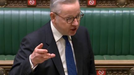 Michael Gove, ministre britannique en charge de l’Action du gouvernement, le 20 décembre 2020. (AFP PHOTO / PRU)