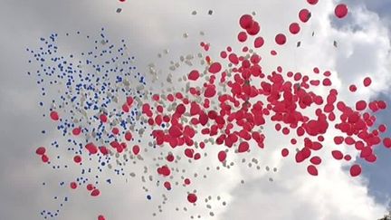 L&acirc;cher de ballons pour comm&eacute;morer la Grande Guerre, &agrave; Reims (Marne), le 3 ao&ucirc;t 2014. (FRANCE 3 CHAMPAGNE-ARDENNE)