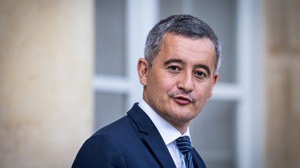 Le ministre de l'Intérieur Gérald Darmanin à la sortie du Conseil des ministres à l'Elysée, à Paris, le 20 septembre 2023. (XOSE BOUZAS / HANS LUCAS / AFP)