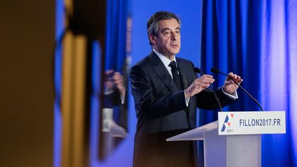 François Fillon donne une conférence de presse, le 6 février 2017, à Paris.&nbsp; (MAXPPP)