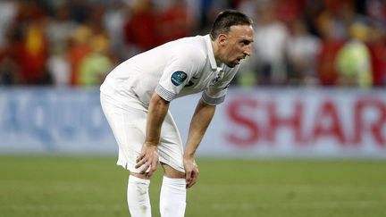 Franck Rib&eacute;ry apr&egrave;s la d&eacute;faite des Bleus en quart de finale de l'Euro contre l'Espagne, &agrave; Donetsk, en Ukraine, le 23 juin 2012. (LAURENT CIPRIANI / SIPA)